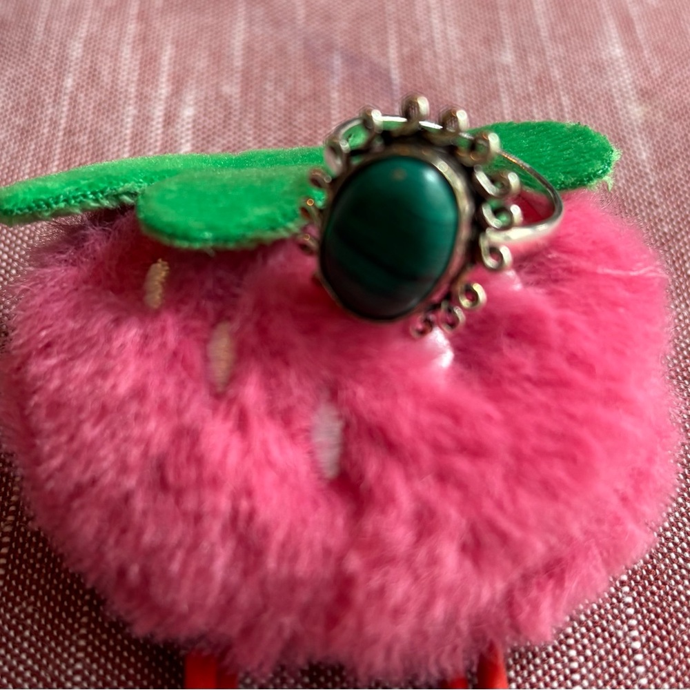Silver Green Stone Ring